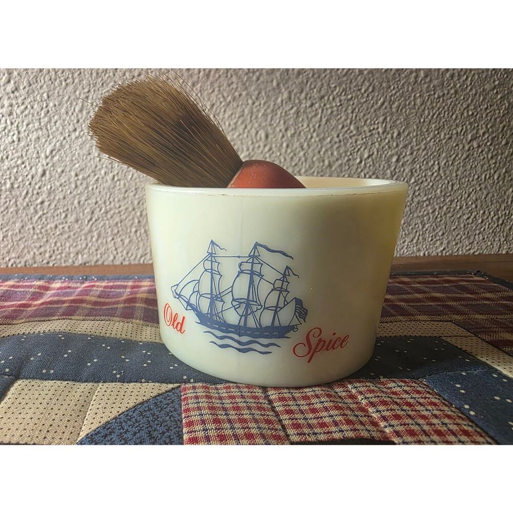 Vintage Very Early Old Spice Shaving Mug Shulton Inc .and  Brush